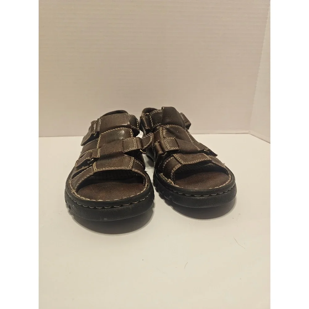 Mens Montego Bay Fisherman Leather Brown Sandals 9.5 Grooved Sole